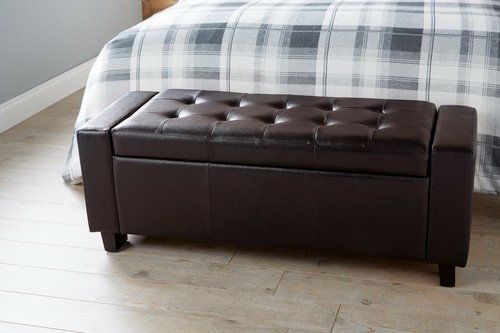 Brown ottoman seat bench - ottoman,