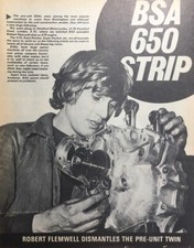 BSA 650 ENGINE STRIP ORIGINAL B/W 3 PAGE ARTICLE FROM 1970