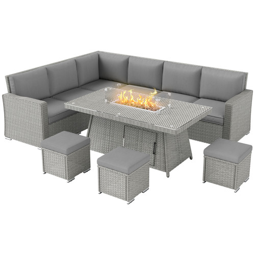 Outdoor gas fire pit - pit, table