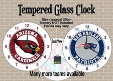 20cm Tempered Glass Clock American Football Teams ravens giants jets cardinals