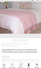 Berberology - Moroccan Hand Woven Cotton Throw Cover With PomPom Pink (RRP £120)