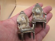 Antique Pair Of White Metal Parlour Chairs Part Marked Chester