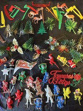Job Lot french Vintage 70 80s Christmas Cake log Decorations Toppers Some Disney