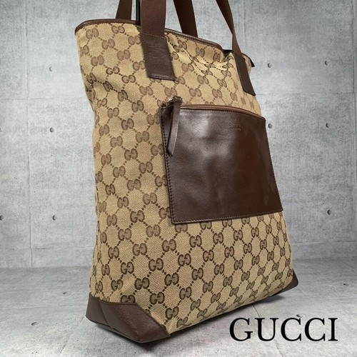 Gucci canvas leather tote - canvas,