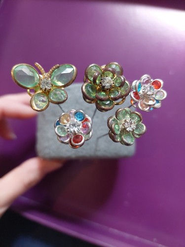 Vintage hat pins set flowers - set,,