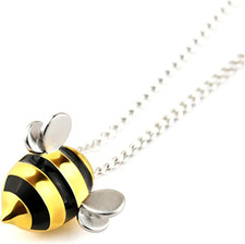 DEEPOW DEROPLK Project Honey Bees - Adopt a Bee Necklace 925 Sterling Silver & G