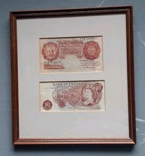 Framed shillings notes - framed, 10