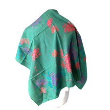 Thai Silk Scarf Green w Floral