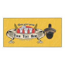 Personalised Bottle Opener Bar Sign Wall Plaque For Pub, Raise Your Spirits