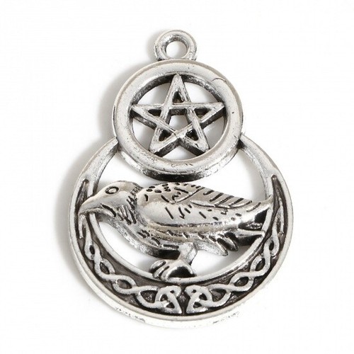 Tibetan silver pentagram crow - tibetan,