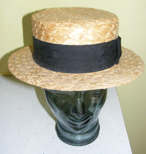 Vintage straw boater hat dunn - straw,