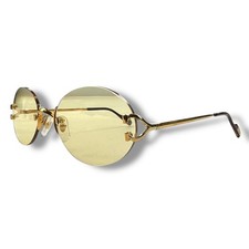 Cartier 22ct Gold Plated C Decor Rimless Sunglasses w/ Custom Champagne Lenses