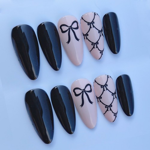 Nude and black - black, ribbon/bow