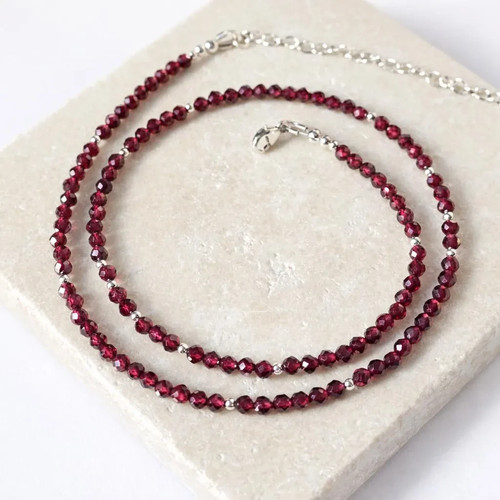 Garnet beaded gemstone dainty - beaded,