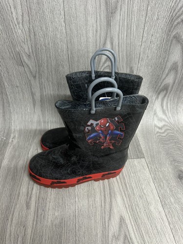 Boys spider man black wellies - spider-man,