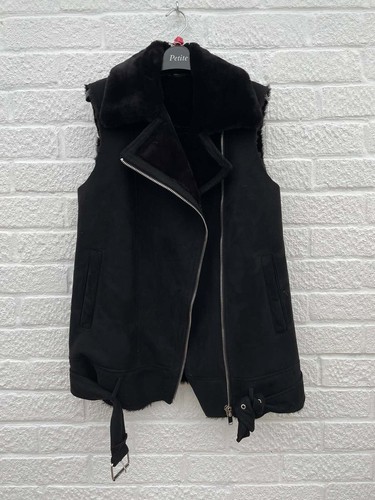 Zara black faux sheepskin - black, zip