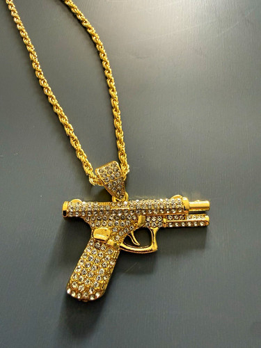 Gold plated rope chain - chain, pistol