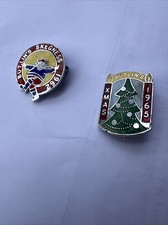 Vintage BUTLINS SKEGNESS 1962 AND XMAS 1965 Commemorative Enamel Pin Badges