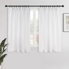 MRTREES Curtains Short Voile Curtains White