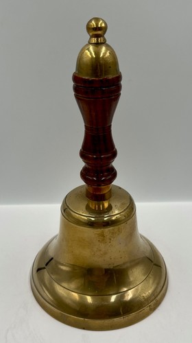 Vintage large brass hand bell - brass,