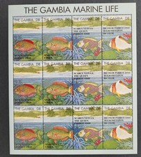 Gambia 1995 / The Gambia Marine Life - Parrot Fish ...   / block with 4 strips