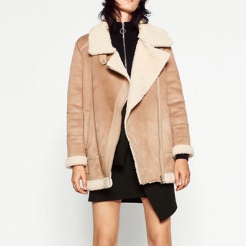 Zara women beige faux suede - faux,