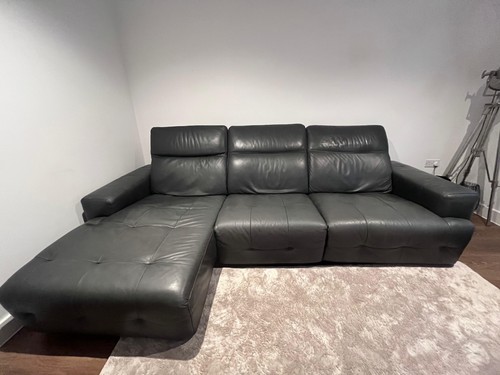 Dfs grey leather corner - corner, sofa