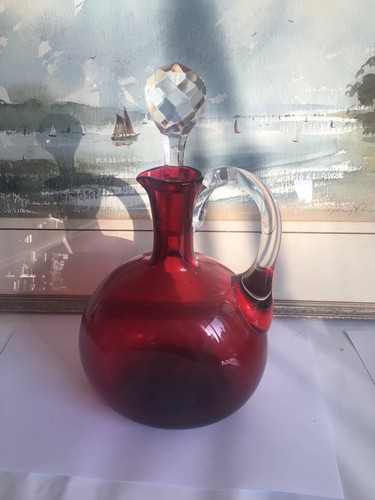 Murano glass red decanter - glass,