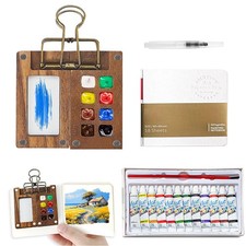 8 Grids Mini Watercolour Paint Set, Portable Palette, Travel Miniature