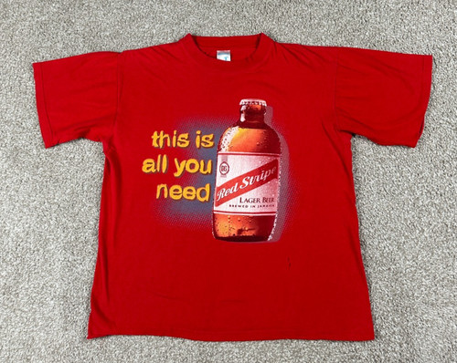 Vintage red stripe beer shirt - vintage,