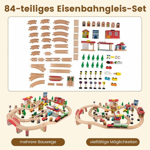 Northix wooden train table - wooden, set