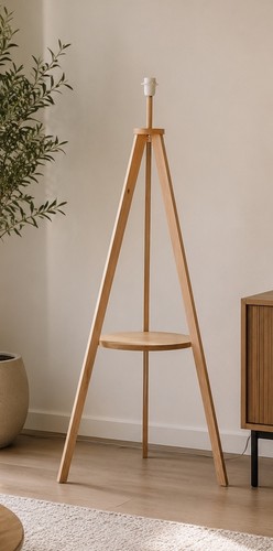 Light wooden floor lamp tripod - floor,