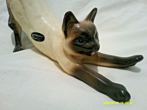 Vintage ceramic siamese cat - vintage,