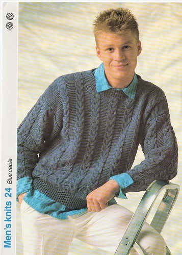 Men knitting pattern blue - men's,