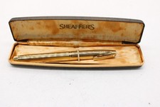F Vintage 14k Gold Nib Sheaffer Targa Gold Plated Boxed Fountain Pen - Engraved