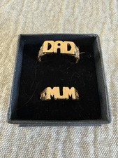 9ct Gold Mum Dad Rings Acid Tested Hallmarks Mum O, Dad Size U/V scrap or wear  