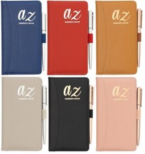 Telephone Address Book A-Z Index Hard Back Cover Slim Address & Pen