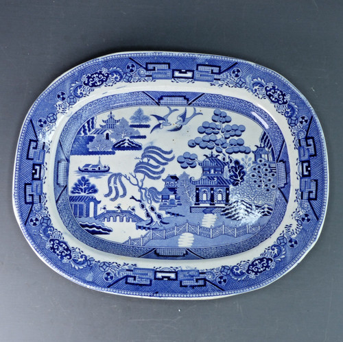 Antique willow pattern - willow, platter