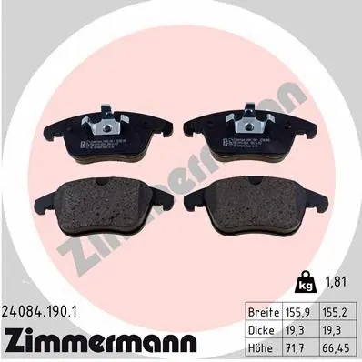 Front brake pad set - front,