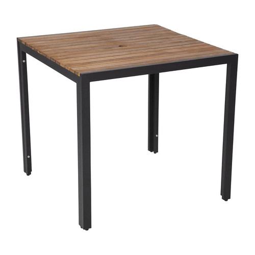 Square steel and acacia table - acacia,