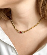 Women's Gold Bella Necklace Real 18c Plating On S.Steel Waterproof None Tarnish