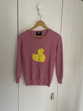 MARKUS LUPFER Pink Sz S 100% Merino Wool “ Hook A Duck” Sequin Sweater £395