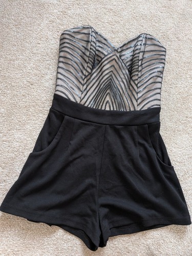 Lipsy playsuit black sequins