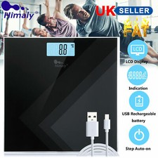 180KG Electronic Digital Bathroom Scale LCD Rechargeable Digital Body Weighing