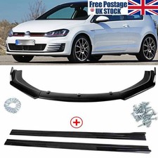 Gloss Black Fornt Bumper Splitter Spoiler+Side skirts For VW Polo Mk5 MK6 MK7 UK