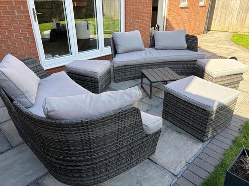 Grey rattan garden sofa - set, /