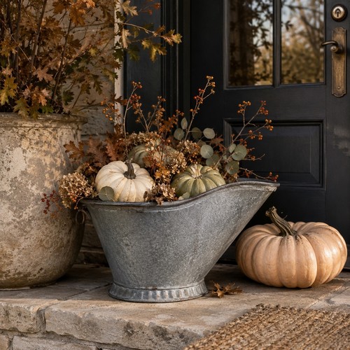 Vintage galvanized coal hod - galvanized,