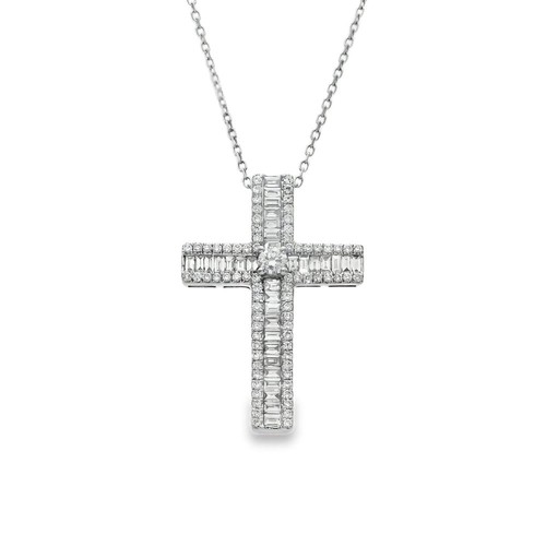 18ct white gold diamond cross - gold,