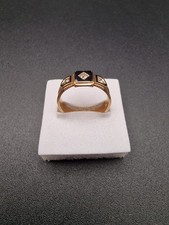 Antique 18ct gold MOURNING RING 3 diamonds Hair in Shank. Chester 1897 size Q1/2