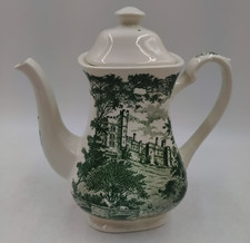 J & G Meakin Merrie England Derbyshire Haddon Hall Coffee Pot In Green